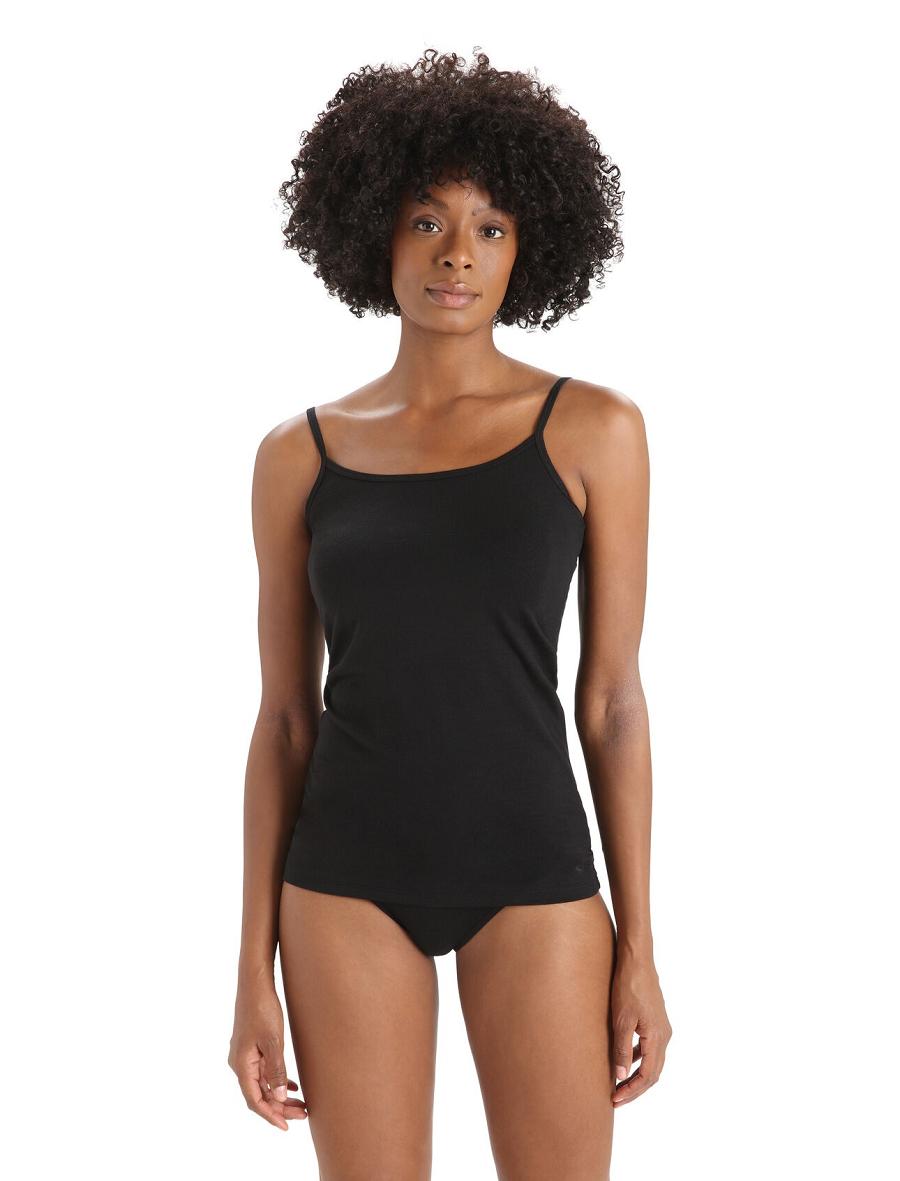 Women\'s Icebreaker Merino Siren Cami Singlet Underwear Black | CA 1248HAPK